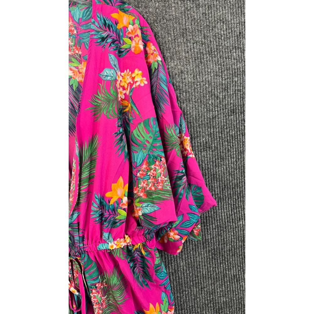 Belle Beach Kim Gravel Cover Up Womens M/L Pink Floral Tropical Resort Cruise - Picture 4 of 12